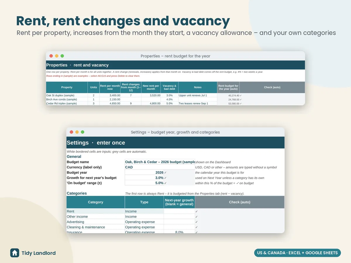 Rent with changes and vacancy