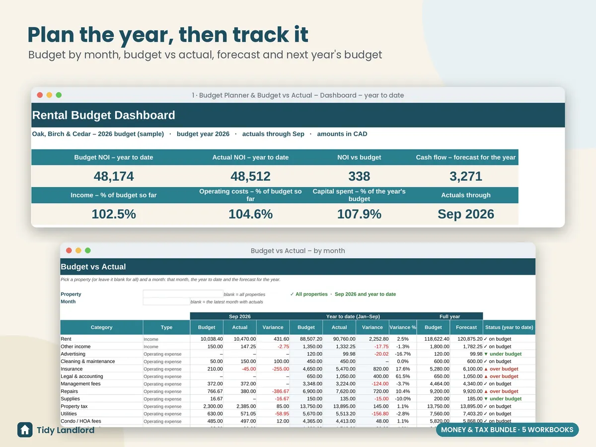 Budget planner & budget vs actual