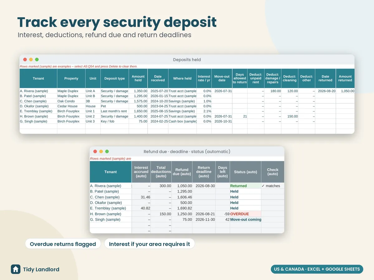 Security deposit tracker