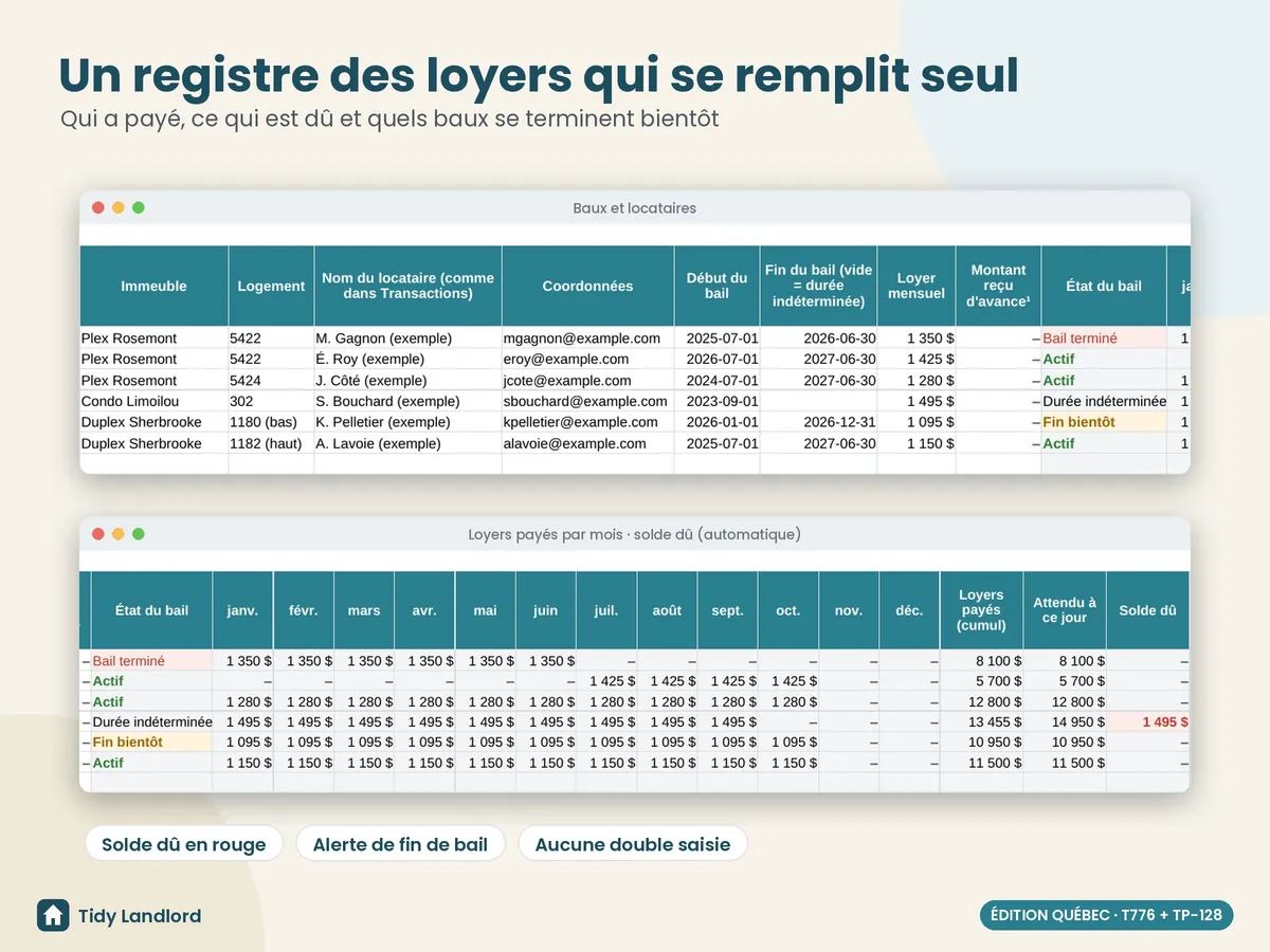 Registre des loyers qui se remplit tout seul